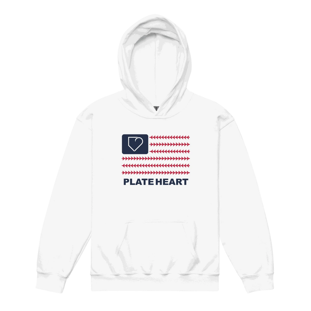 YOUTH HEAVY BLEND HOODIE PLATEHEART 4TH OF JULY USA FLAG - PlateHeart