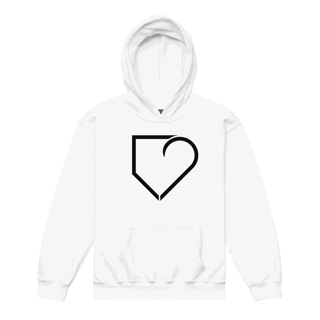 YOUTH HEAVY BLEND HOODIE FRONT LOGO BLACK PLATEHEART - PlateHeart