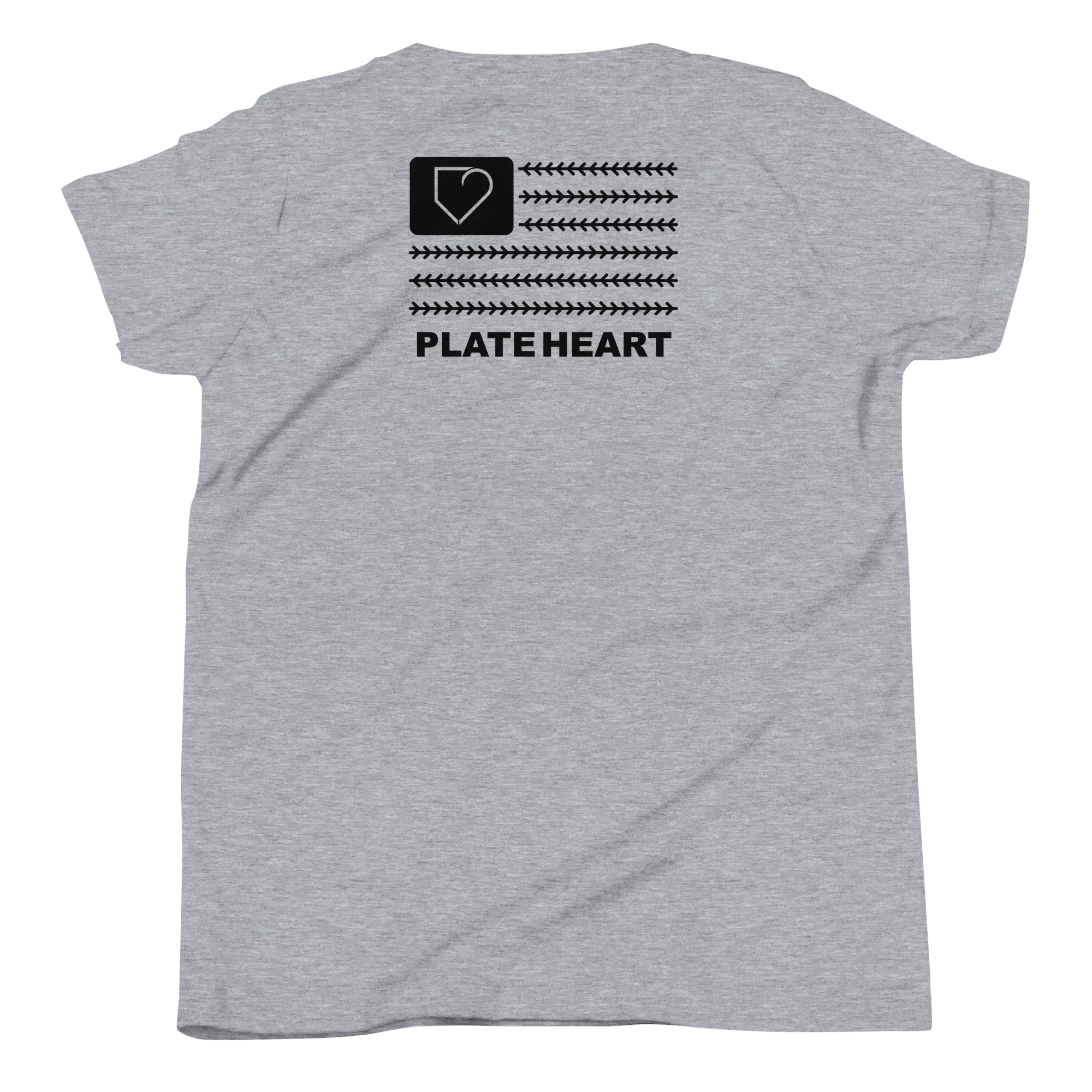 YOUTH SHORT SLEEVE T-SHIRT FRONT LOGO BLACK AND BACK PLATEHEART FLAG - PlateHeart