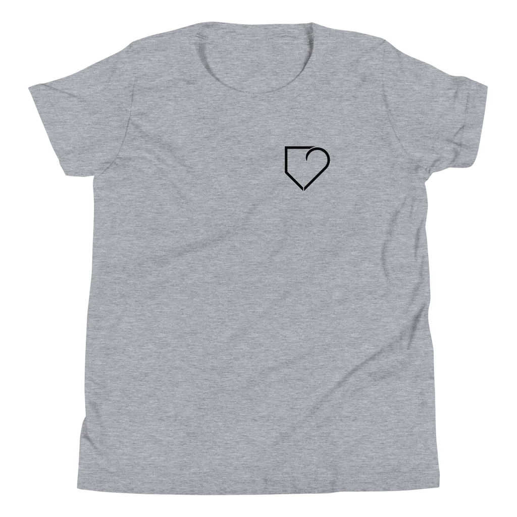 YOUTH SHORT SLEEVE T-SHIRT FRONT LOGO BLACK AND BACK PLATEHEART FLAG - PlateHeart