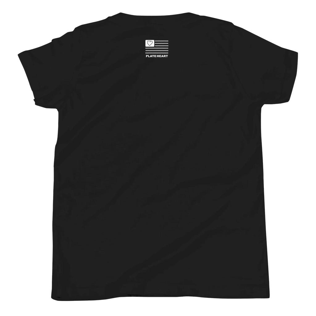 YOUTH SHORT SLEEVE T-SHIRT FRONT LOGO WHITE PLATEHEART - PlateHeart