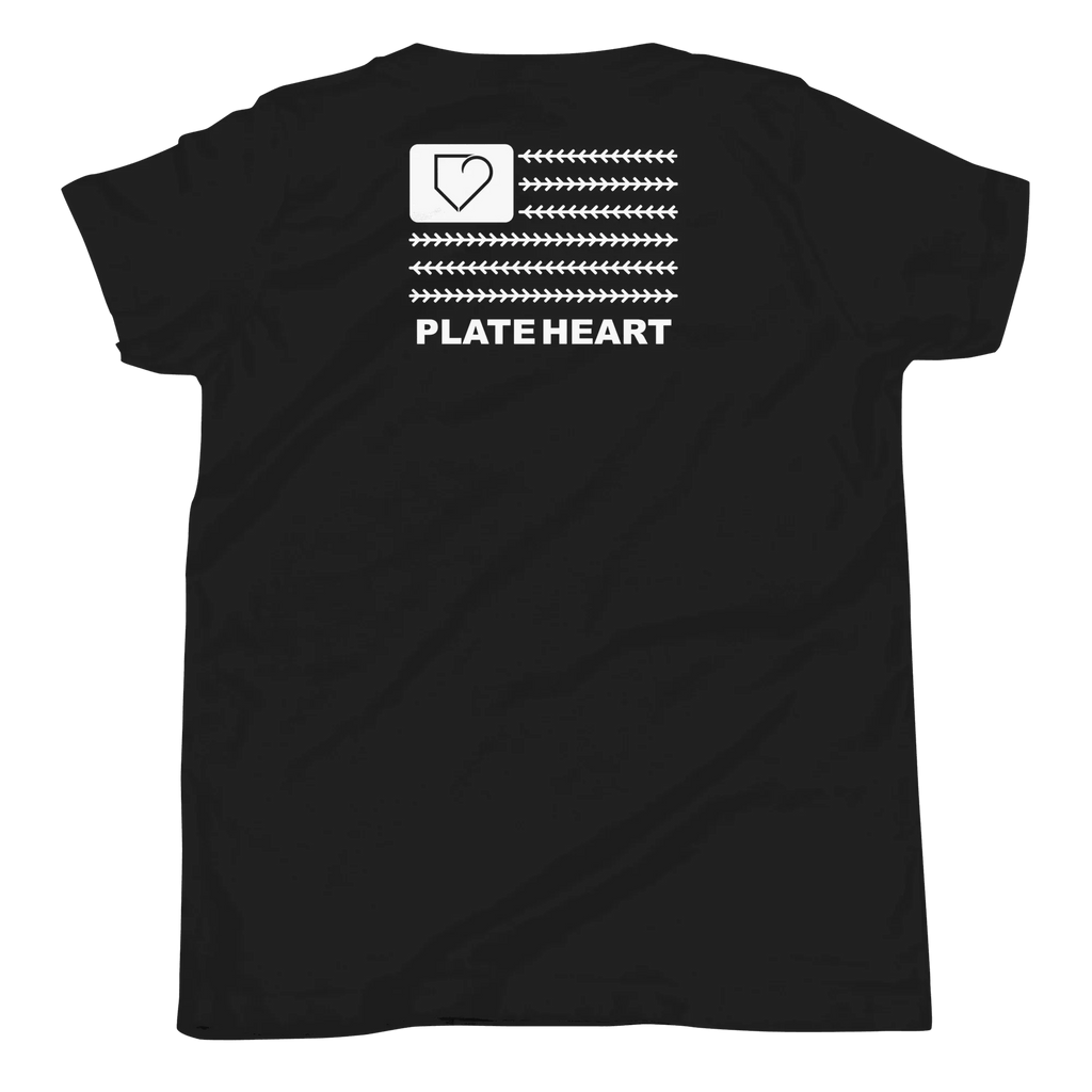 YOUTH SHORT SLEEVE WITH FRONT LOGO WHITE AND BACK PLATEHEART FLAG - PlateHeart