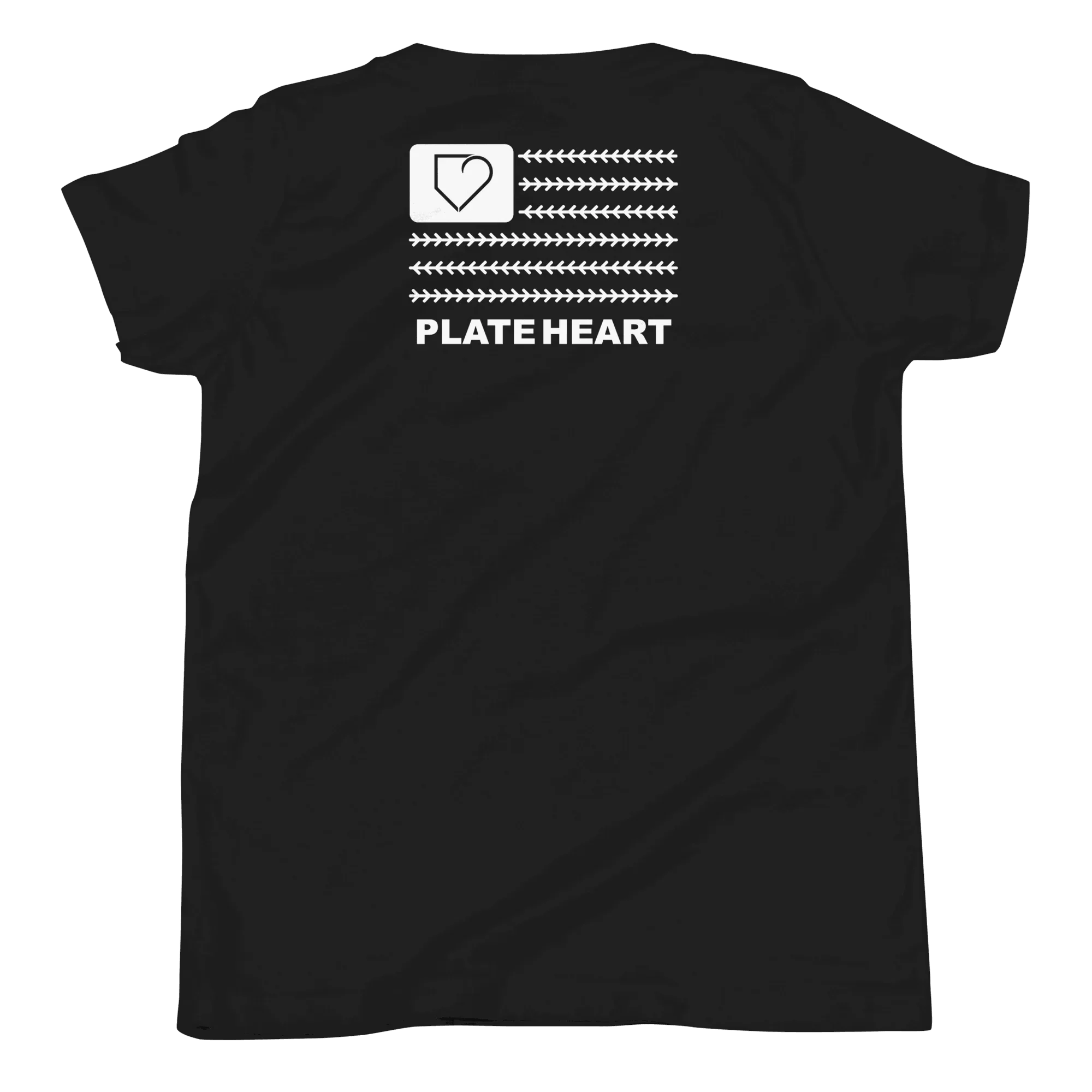 YOUTH SHORT SLEEVE WITH FRONT LOGO WHITE AND BACK PLATEHEART FLAG - PlateHeart