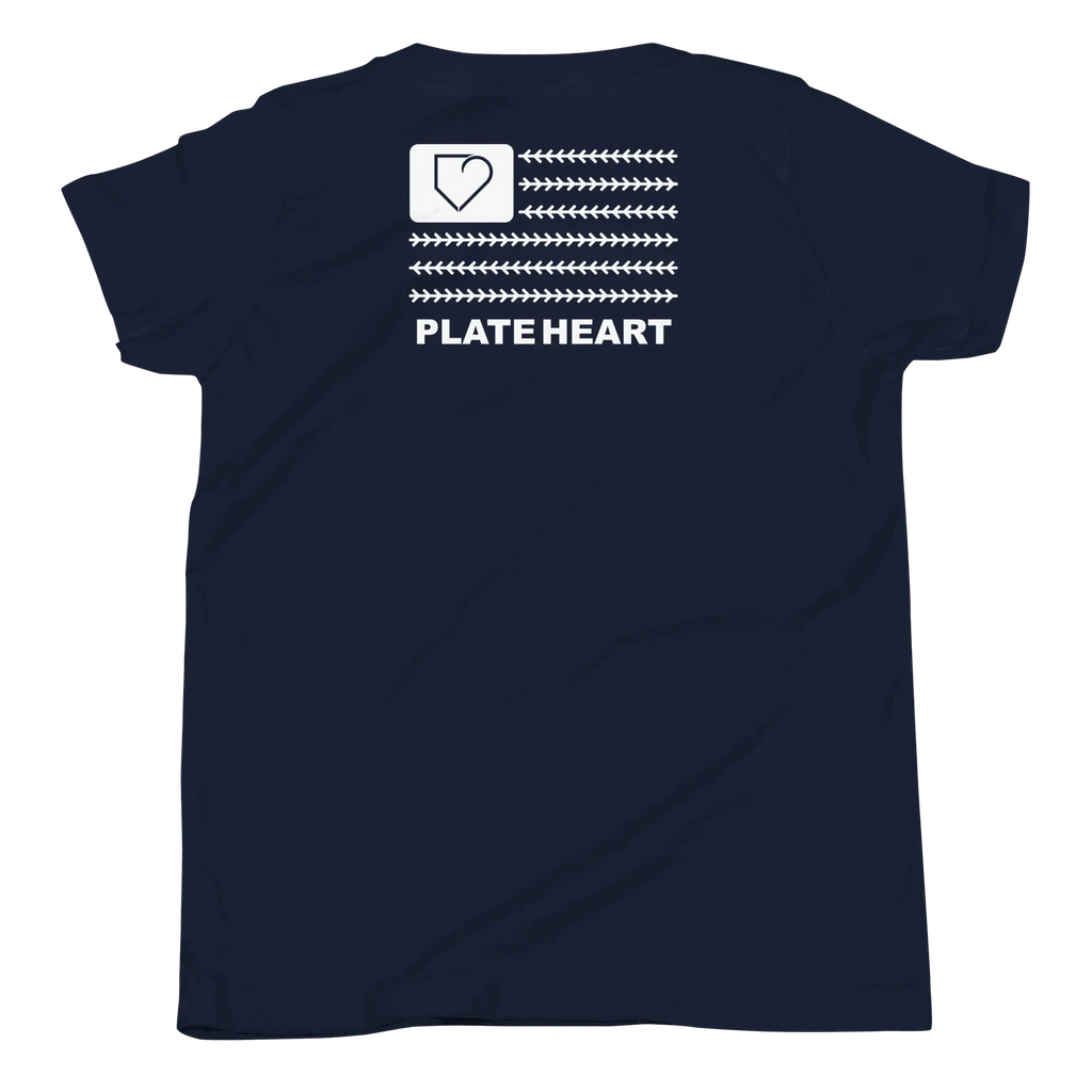 YOUTH SHORT SLEEVE WITH FRONT LOGO WHITE AND BACK PLATEHEART FLAG - PlateHeart