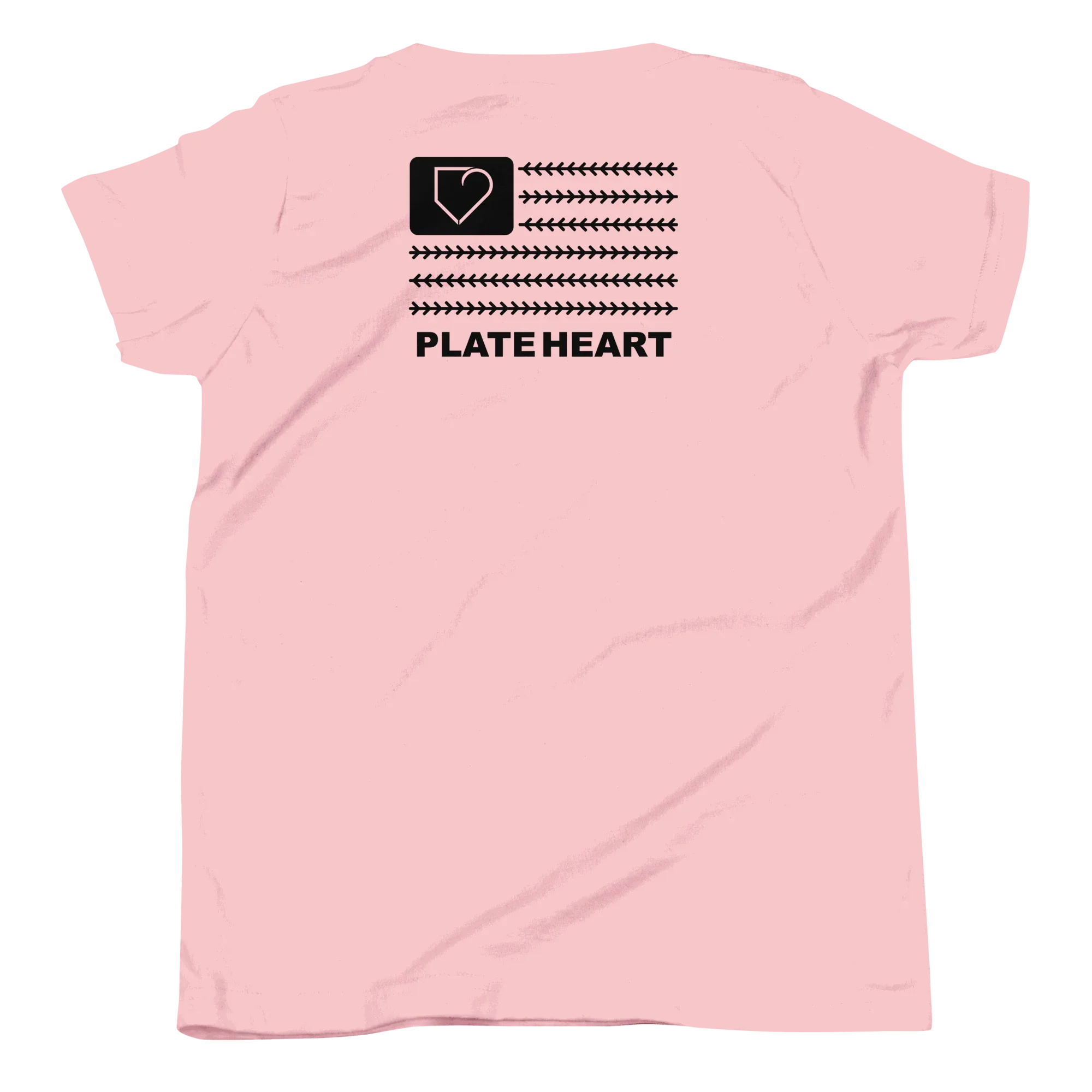YOUTH SHORT SLEEVE T-SHIRT FRONT LOGO BLACK AND BACK PLATEHEART FLAG - PlateHeart