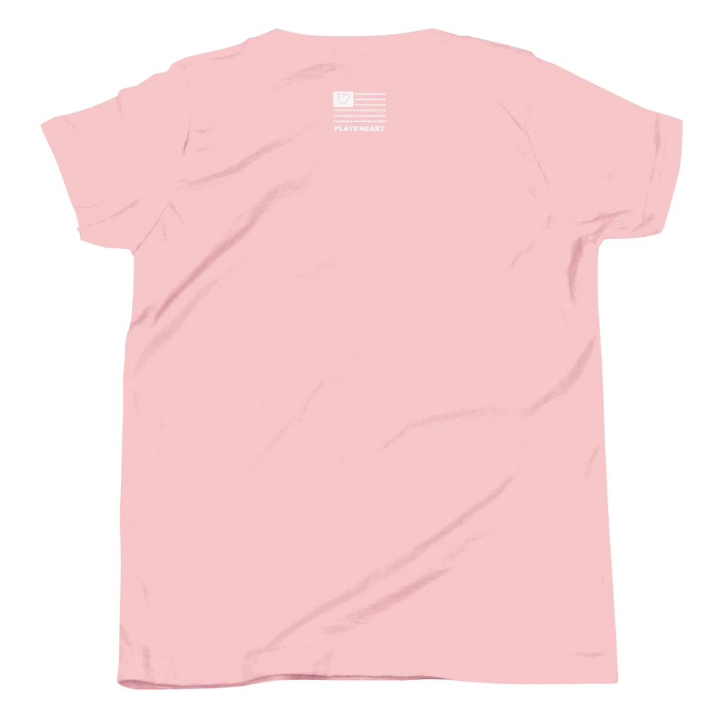 YOUTH SHORT SLEEVE T-SHIRT FRONT LOGO WHITE PLATEHEART - PlateHeart
