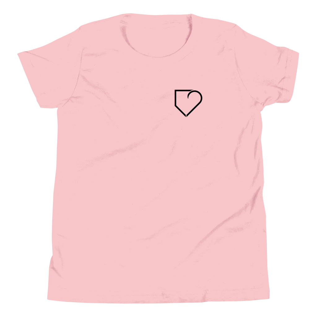 YOUTH SHORT SLEEVE T-SHIRT FRONT LOGO BLACK AND BACK PLATEHEART FLAG - PlateHeart