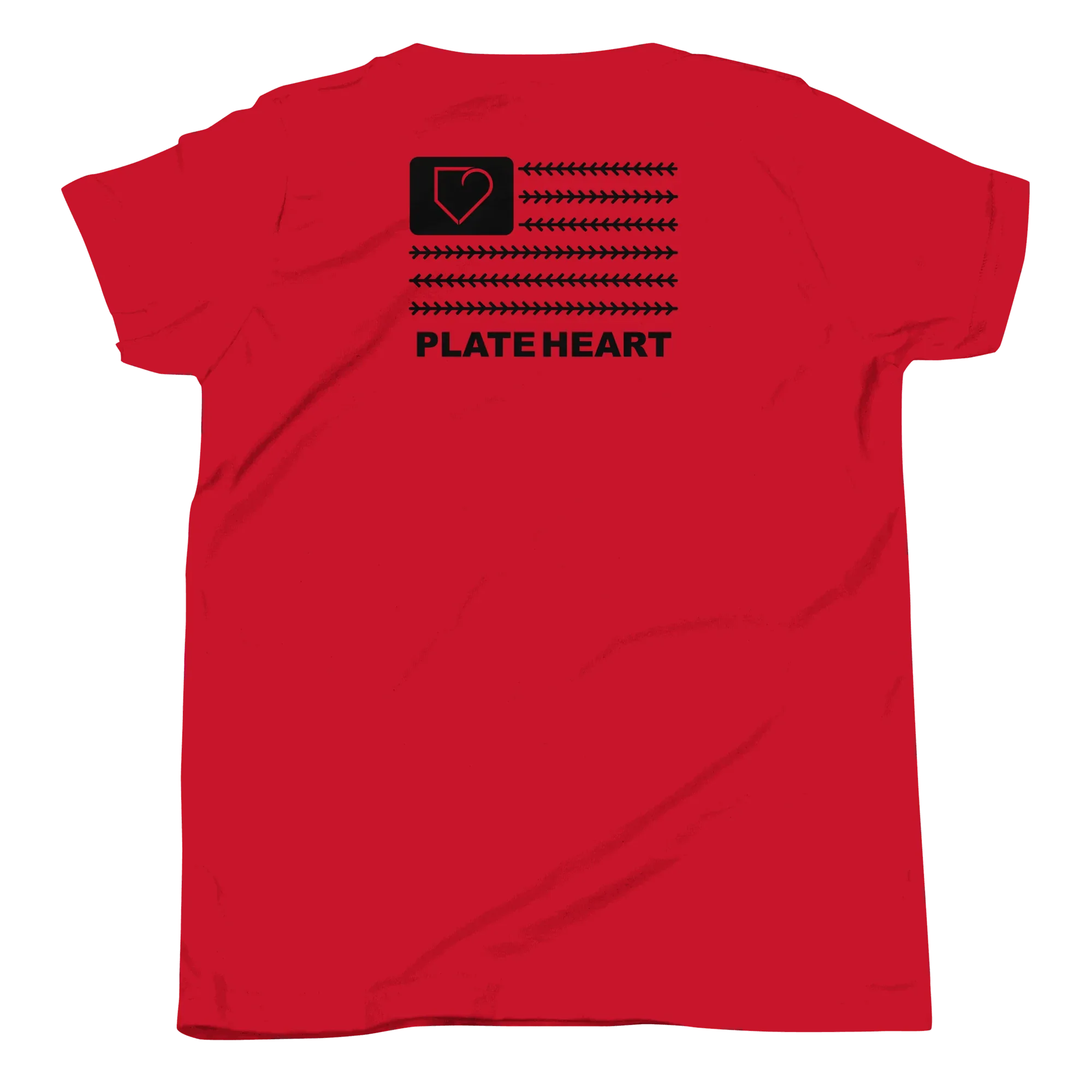 YOUTH SHORT SLEEVE T-SHIRT FRONT LOGO BLACK AND BACK PLATEHEART FLAG - PlateHeart