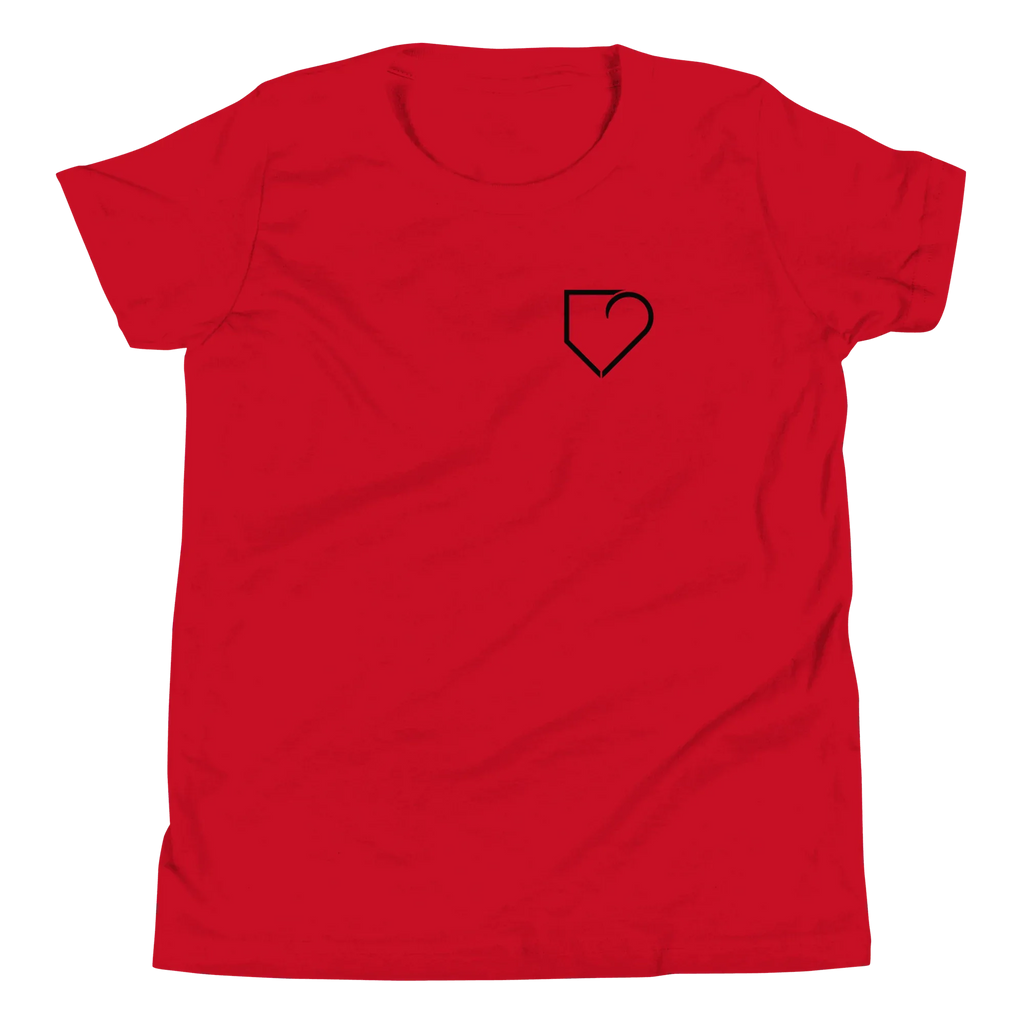 YOUTH SHORT SLEEVE T-SHIRT FRONT LOGO BLACK AND BACK PLATEHEART FLAG - PlateHeart