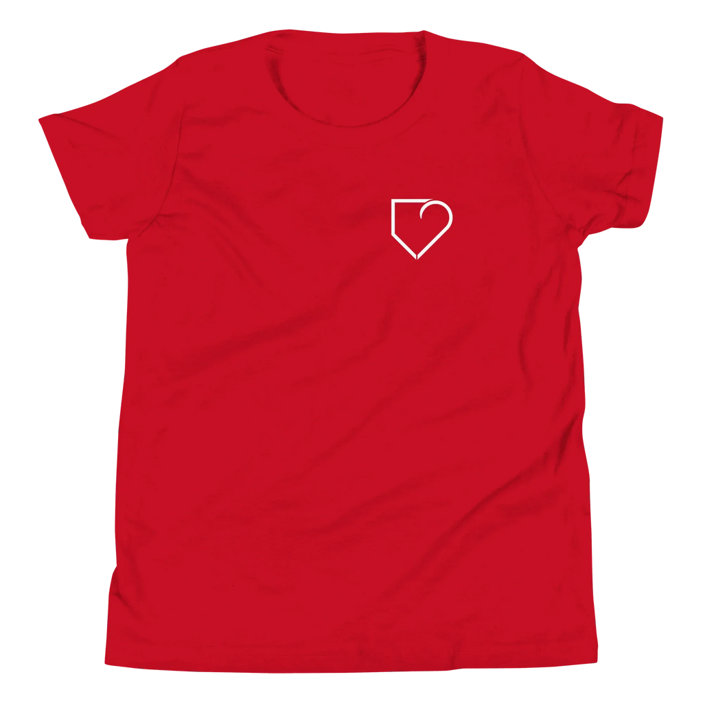 YOUTH SHORT SLEEVE WITH FRONT LOGO WHITE AND BACK PLATEHEART FLAG - PlateHeart