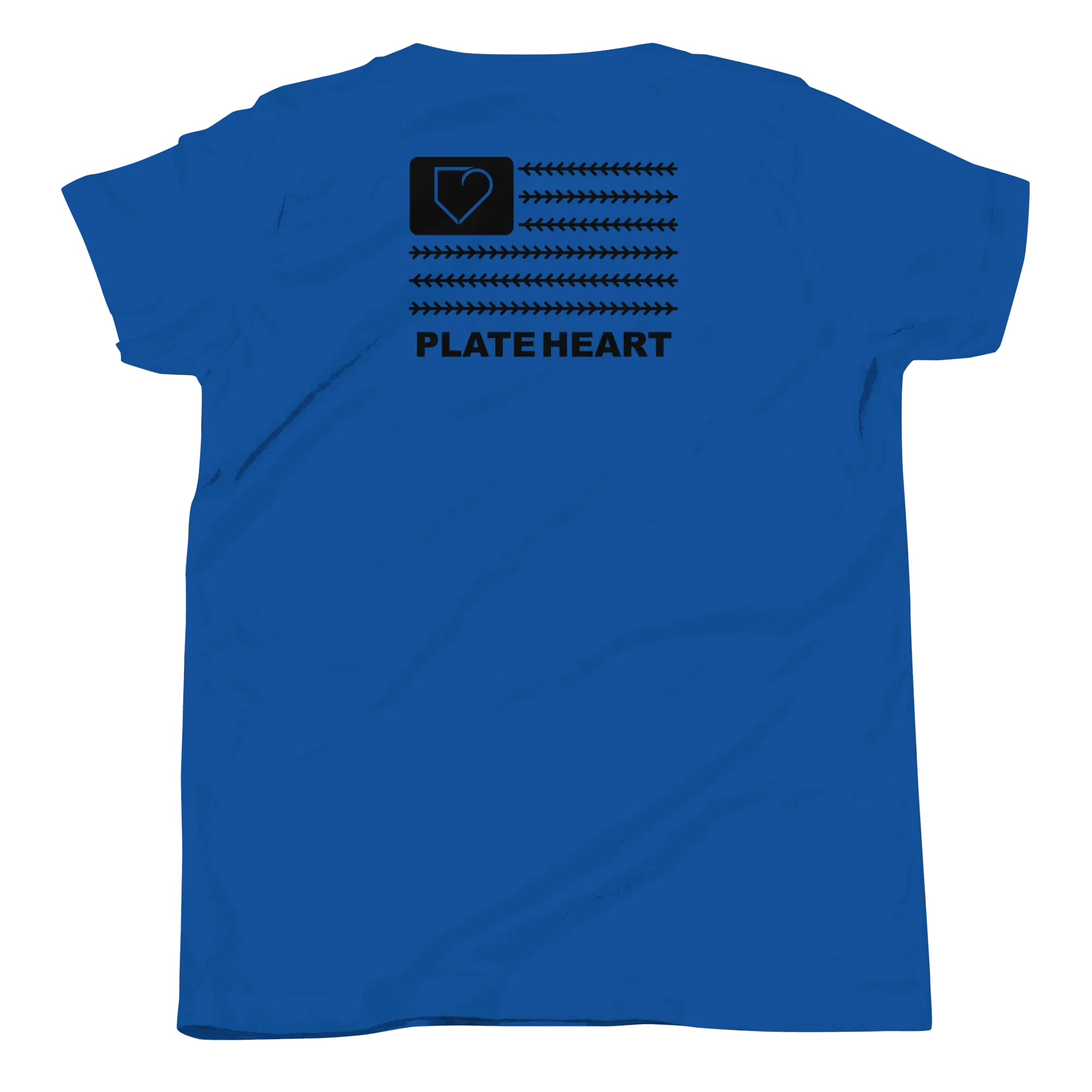 YOUTH SHORT SLEEVE T-SHIRT FRONT LOGO BLACK AND BACK PLATEHEART FLAG - PlateHeart