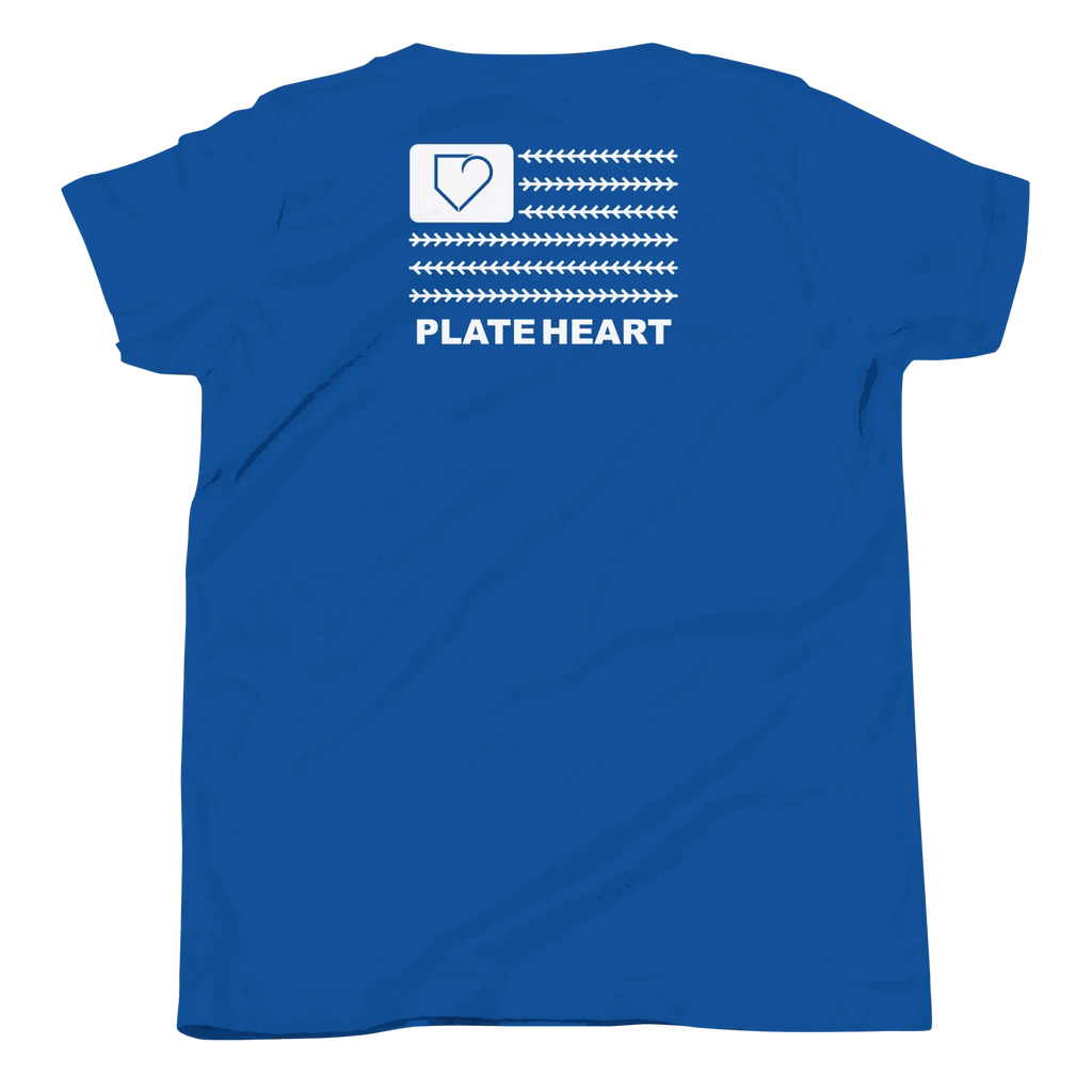YOUTH SHORT SLEEVE WITH FRONT LOGO WHITE AND BACK PLATEHEART FLAG - PlateHeart