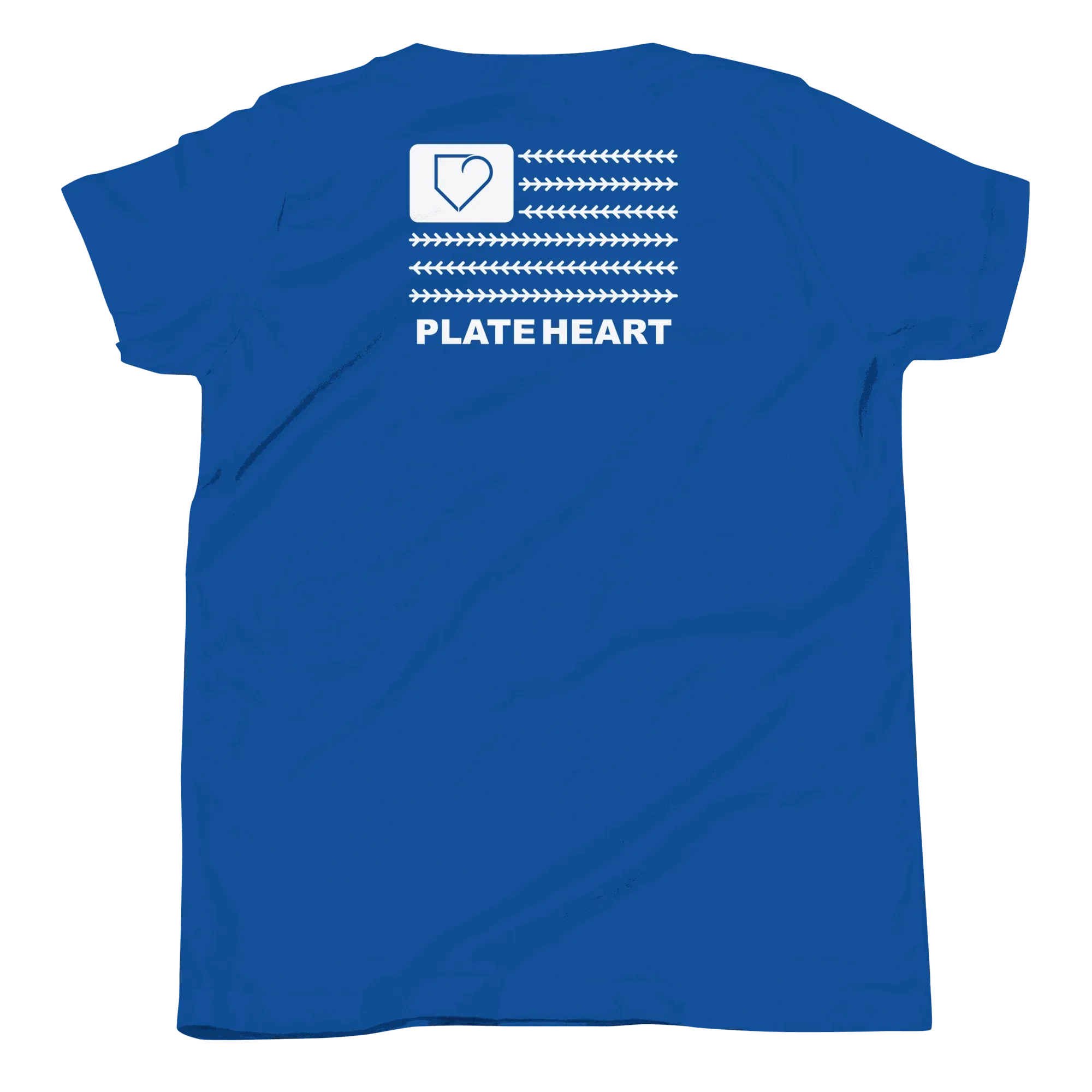 YOUTH SHORT SLEEVE WITH FRONT LOGO WHITE AND BACK PLATEHEART FLAG - PlateHeart
