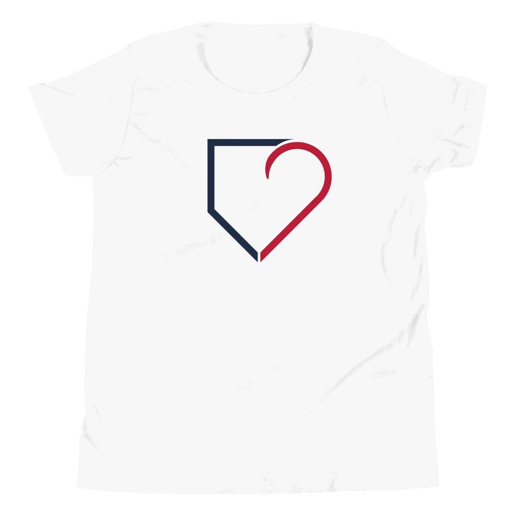 YOUTH SHORT SLEEVE T-SHIRT FRONT LOGO BLUE AND RED PLATEHEART - PlateHeart