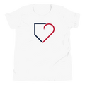 YOUTH SHORT SLEEVE T-SHIRT FRONT LOGO BLUE AND RED PLATEHEART - PlateHeart