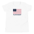 Youth short sleeve t-shirt with 4th of July USA flag design for baseball and softball fans